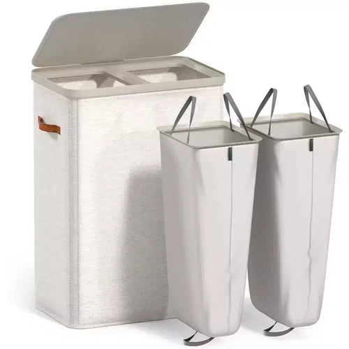 Sorbus 2-Compartment Laundry Basket with Removable Laundry Bag - Durable Organizer for Bathroom, Bedroom, or Laundry Room - Space Saving Design
