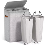 Cesto portabiancheria a 2 scomparti con sacca estraibile - Organizzatore resistente per bagno, camera da letto o lavanderia - Design salvaspazio