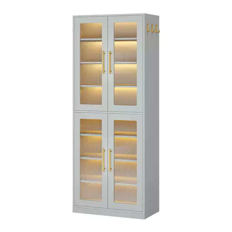 Scarpiera Indipendente con Ante in Acrilico e Luci a LED, Organizzatore per Scarpe da Ingresso