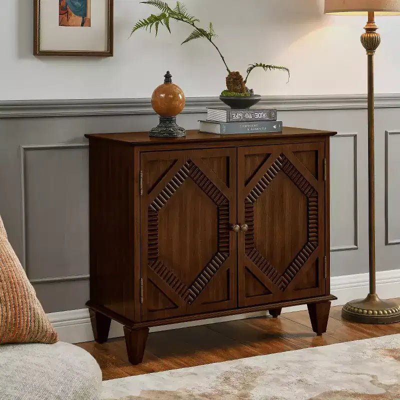 Mobile credenza 34 Geometric, credenza a 2 ante moderna con ripiano regolabile per ingresso, soggiorno