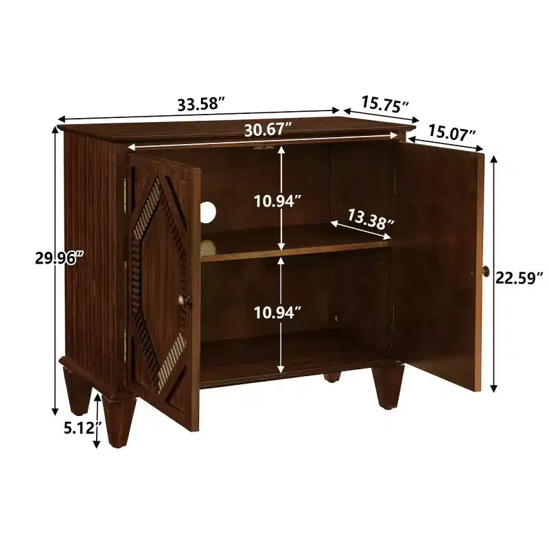 Mobile credenza 34 Geometric, credenza a 2 ante moderna con ripiano regolabile per ingresso, soggiorno