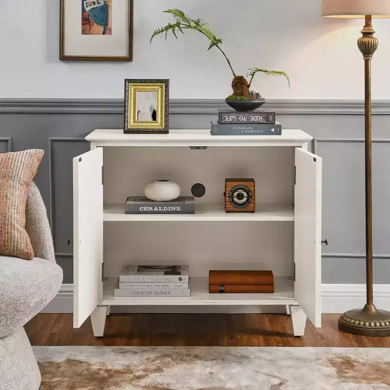 Mobile credenza 34 Geometric, credenza a 2 ante moderna con ripiano regolabile per ingresso, soggiorno