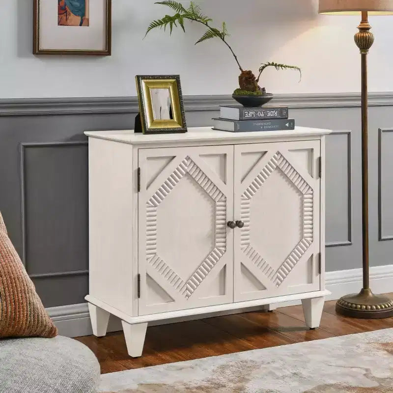 Mobile credenza 34 Geometric, credenza a 2 ante moderna con ripiano regolabile per ingresso, soggiorno