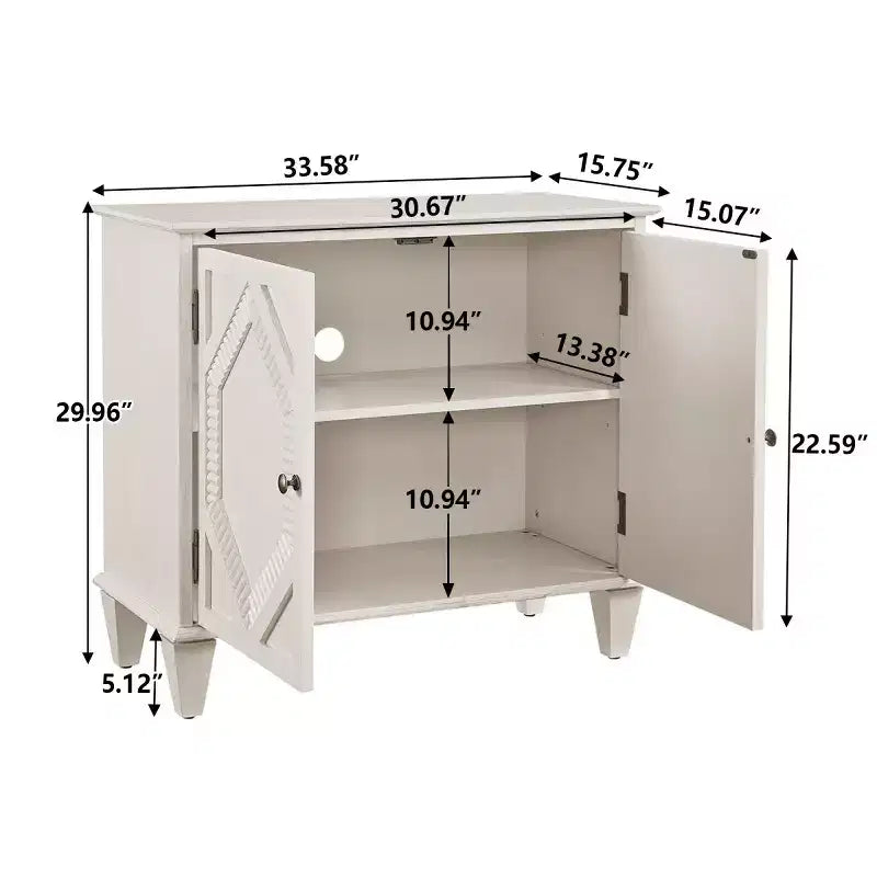 Mobile credenza 34 Geometric, credenza a 2 ante moderna con ripiano regolabile per ingresso, soggiorno