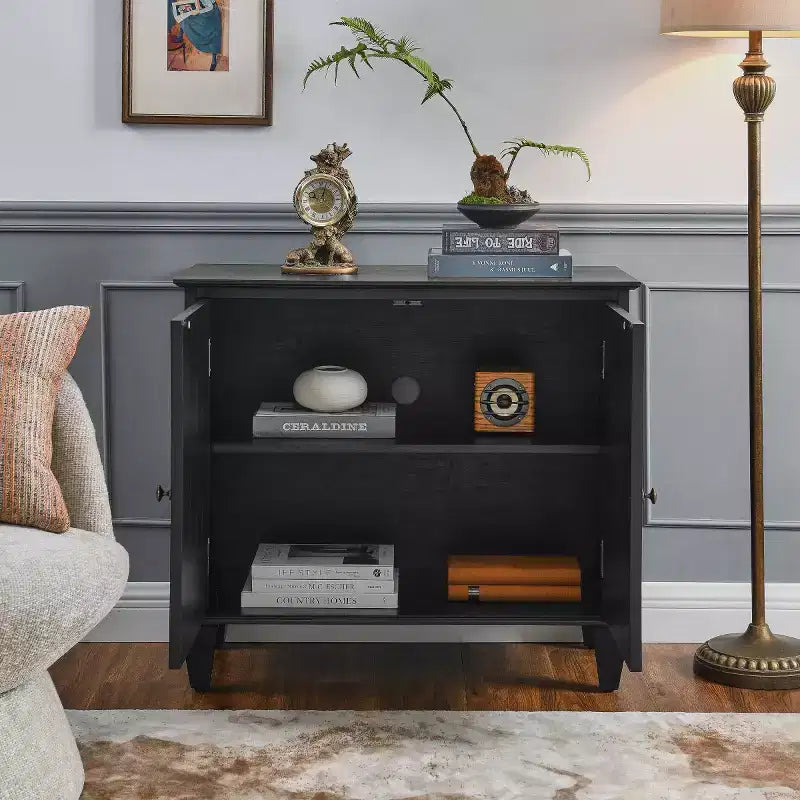 Mobile credenza 34 Geometric, credenza a 2 ante moderna con ripiano regolabile per ingresso, soggiorno