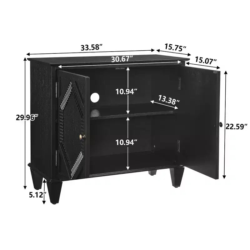 Mobile credenza 34 Geometric, credenza a 2 ante moderna con ripiano regolabile per ingresso, soggiorno