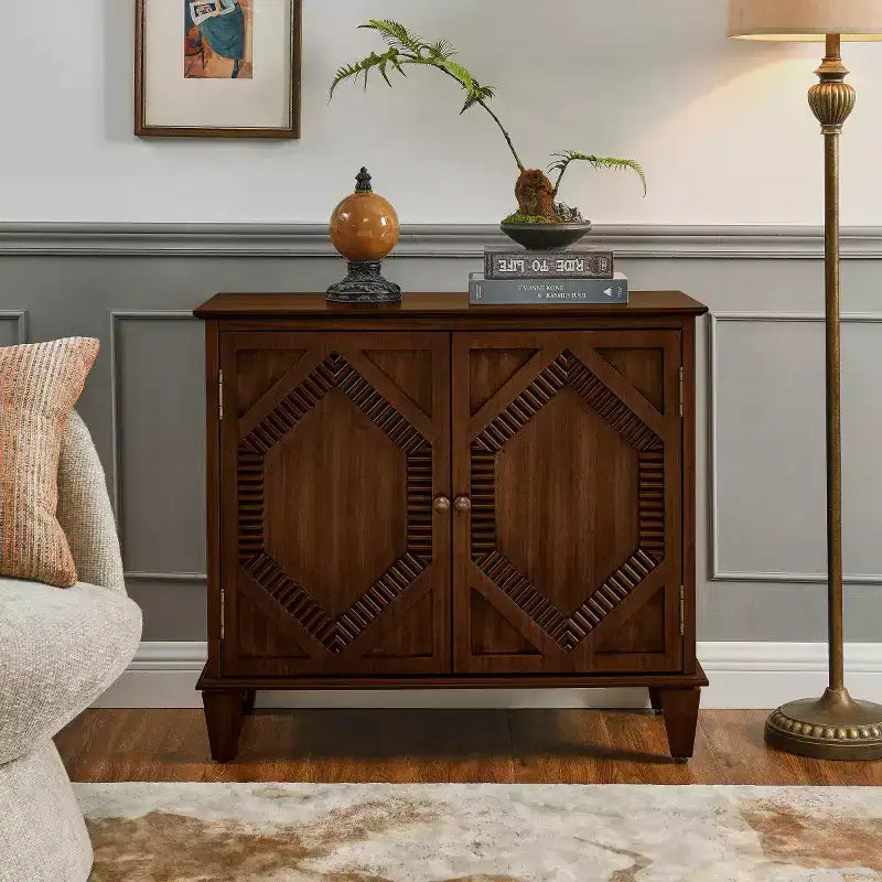 Mobile credenza 34 Geometric, credenza a 2 ante moderna con ripiano regolabile per ingresso, soggiorno