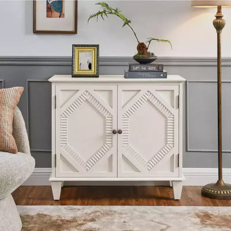 Mobile credenza 34 Geometric, credenza a 2 ante moderna con ripiano regolabile per ingresso, soggiorno