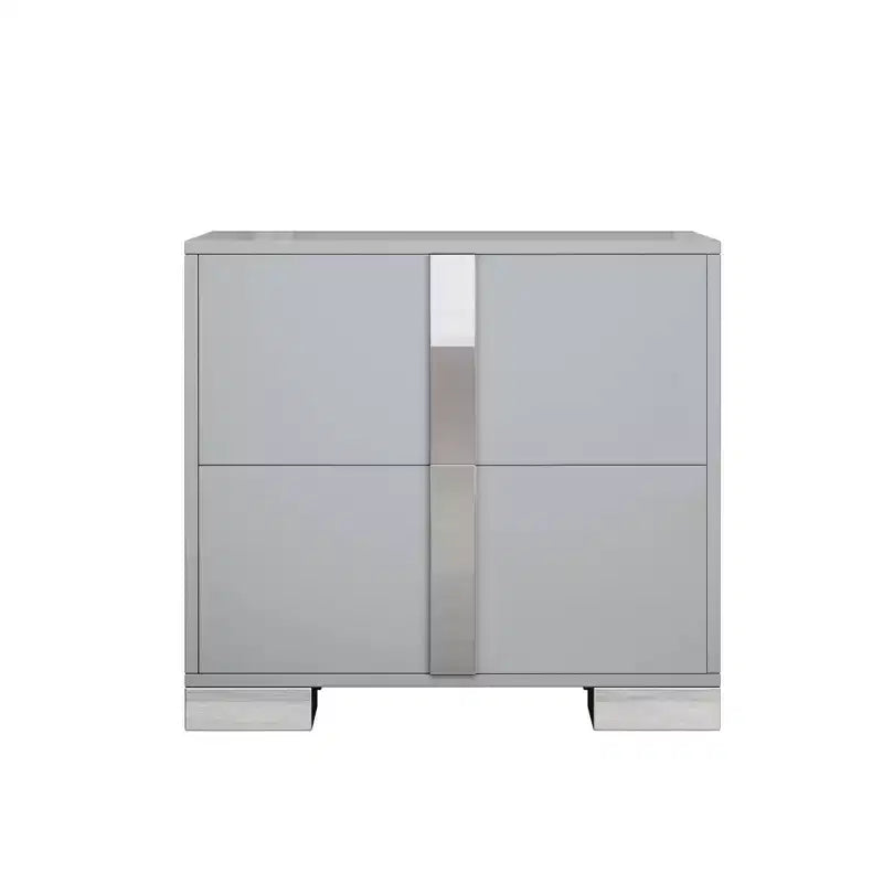 Comodino con Base in Metallo a 2 Cassetti per Camera da Letto Soggiorno Grigio