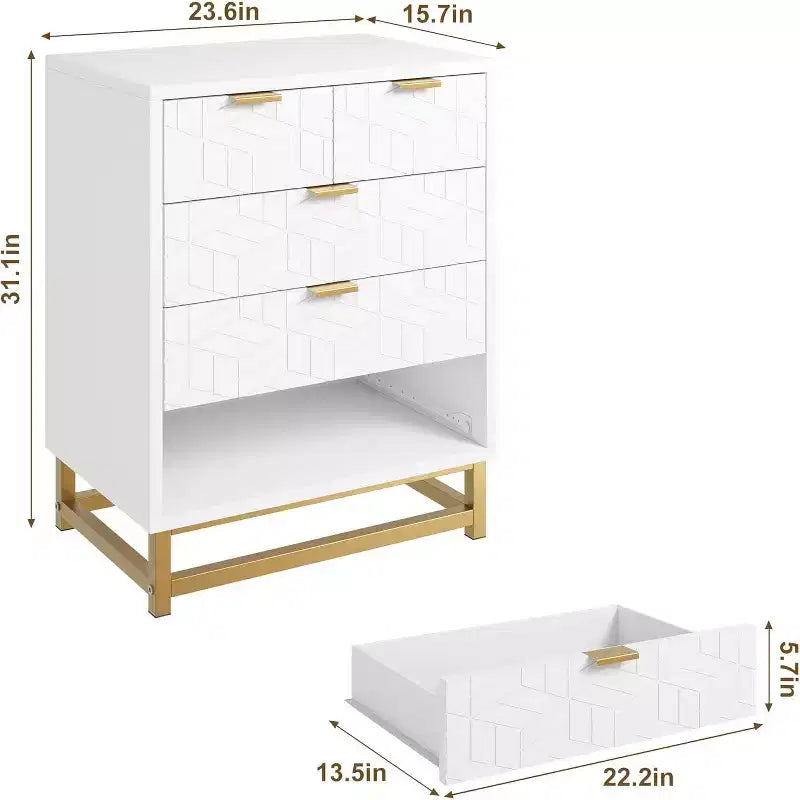 Comò moderno per camera da letto, comò largo 60 cm, 5 cassetti con gambe in metallo, torre portaoggetti piccola per ingresso, corridoio, soggiorno e armadio
