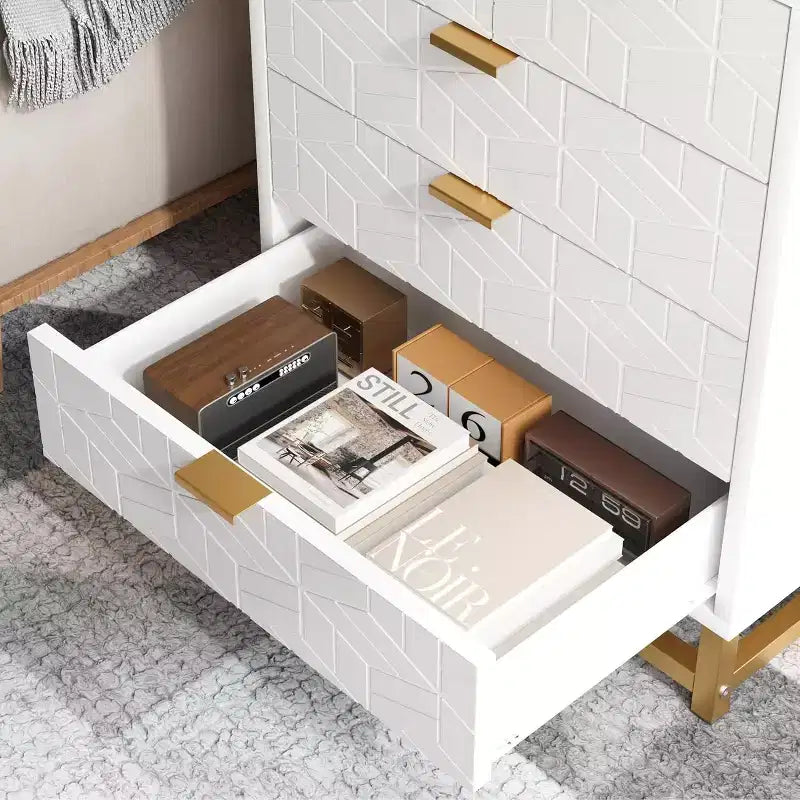 Comò moderno per camera da letto, comò largo 60 cm, 5 cassetti con gambe in metallo, torre portaoggetti piccola per ingresso, corridoio, soggiorno e armadio