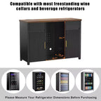 Mobile bar caffè con spazio per frigorifero, buffet credenza per mini frigorifero 53,2L nero
