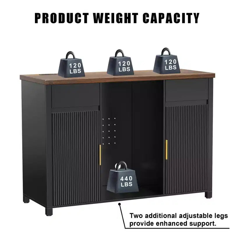 Mobile bar caffè con spazio per frigorifero, buffet credenza per mini frigorifero 53,2L nero